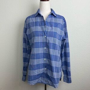 Grayson Frank and Eileen The Hero Button-Up Shirt Plaid Blue and White Size XS